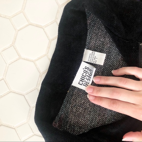 Chico’s Aztec Boho Cozy Black Jacket ZIP Up Top 3 - Picture 3 of 5